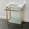 Kingston Brass VPB24187W47 24-Inch Ceramic Console Sink (4-Inch, 3-Hole), White/Brushed Brass VPB24187W47 - alternate 5